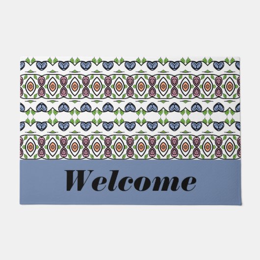 Blauw zwart wit en groen deurmat (Voorkant)