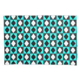 Blauw Zwart Wit Geometrische Rhombus Diamant Kussensloop