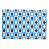 Blauw Zwart Wit Geometrische Rhombus Diamant Kussensloop (Achterkant)