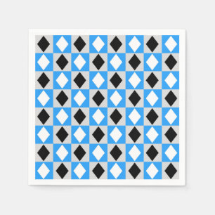 Blauw Zwart Wit Geometrische Rhombus Diamant Servet