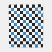Blauw Zwart Wit Geruit Patroonontwerp  Fleece Deken (Voorkant)
