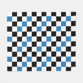 Blauw Zwart Wit Geruit Patroonontwerp  Fleece Deken (Voorkant (Horizontaal))