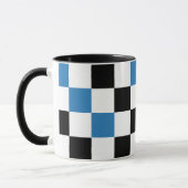 Blauw Zwart Wit Geruit Patroonontwerp Mok (Links)