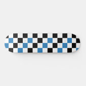 Blauw Zwart Wit Geruit Patroonontwerp Persoonlijk Skateboard (Horizontaal)