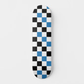 Blauw Zwart Wit Geruit Patroonontwerp Persoonlijk Skateboard (Voorkant)
