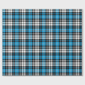 Blauw Zwart Wit Geruit Schotse Ruit Patroon Ontwer Cadeaupapier (Vlak)