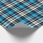 Blauw Zwart Wit Geruit Schotse Ruit Patroon Ontwer Cadeaupapier (Hoek)