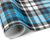 Blauw Zwart Wit Geruit Schotse Ruit Patroon Ontwer Cadeaupapier (Rol Hoek)
