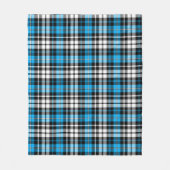 Blauw Zwart Wit Geruit Schotse Ruit Patroon Ontwer Fleece Deken (Voorkant)