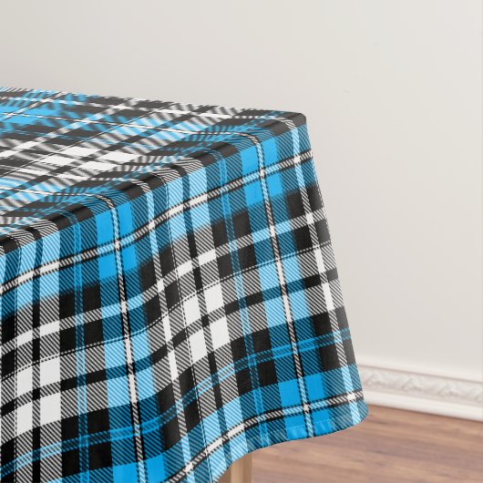 Blauw Zwart Wit Geruit Schotse Ruit Patroon Ontwer Tafelkleed (Voorbeeld)