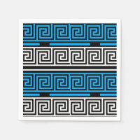 Blauw Zwart Wit Grieks Sleutel Fret Patroon Ontwer