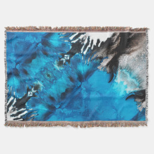 Blauw Zwart Wit Grijs Kleur Verf Spat Abstract Deken