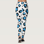 Blauw Zwart Wit Luipaard Dierenprint Leggings (Achterkant)