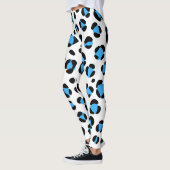 Blauw Zwart Wit Luipaard Dierenprint Leggings (Links)