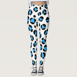 Blauw Zwart Wit Luipaard Dierenprint Leggings