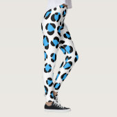 Blauw Zwart Wit Luipaard Dierenprint Leggings (Rechts)