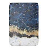 Blauw Zwart Wit Marmeren Glam Badmat (Voorkant Verticaal)