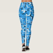 Blauw zwart wit modern Abstract patroon Leggings (Achterkant)