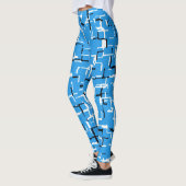Blauw zwart wit modern Abstract patroon Leggings (Links)