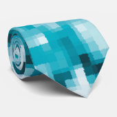 Blauw zwart wit modern Abstract patroon Stropdas (Opgerold)