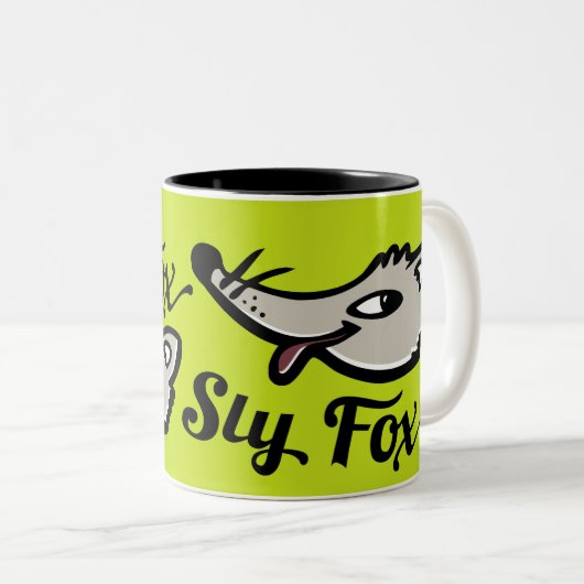 Blauw/zwart-wit mok met lichte vossen (Voorkant rechts)