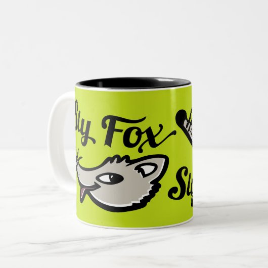 Blauw/zwart-wit mok met lichte vossen (Voorkant links)