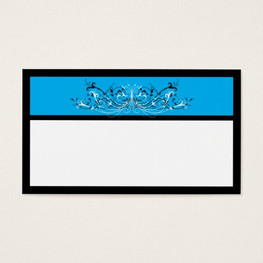 Blauw Zwart Wit Scrolls Favor Kaarten Visitekaartjes (Voorkant)