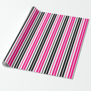 Blauw Zwart Wit Strepen Patroon Ontwerp Cadeaupapier