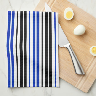 Blauw Zwart Wit Strepen Patroon Ontwerp  Theedoek