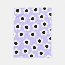 Blauw Zwart Wit Tropische Bloemen Botanische Lente Fleece Deken