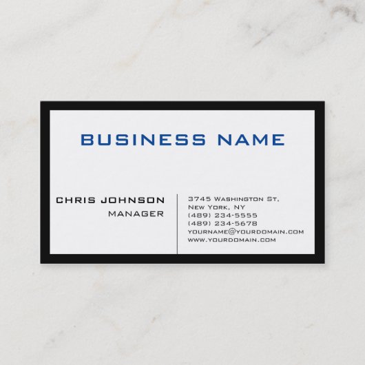 Blauw zwart-wit, uniek grafisch beheerprogramma, V Visitekaartje (Voorkant)