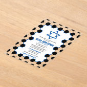 Blauw Zwart Wit Voetbal Bar Mitzvah Acryl Uitnodigingen (Laagn)