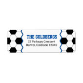 Blauw Zwart Wit Voetbal Bar Mitzvah Etiket (Voorkant)