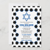 Blauw Zwart Wit Voetbal Bar Mitzvah Kaart (Voorkant)