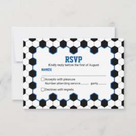 Blauw Zwart Wit Voetbal Bar Mitzvah RSVP Kaartje