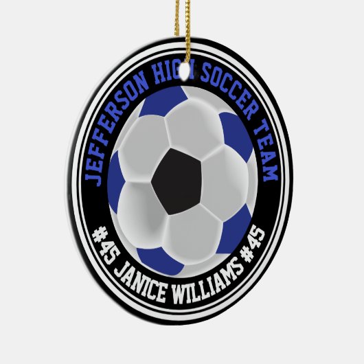 Blauw, Zwart & Wit Voetbal ⚽ Keramisch Ornament (Rechts)