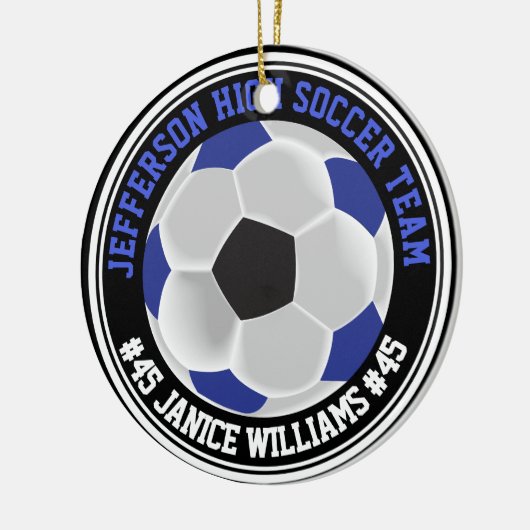 Blauw, Zwart & Wit Voetbal ⚽ Keramisch Ornament (Links)