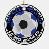 Blauw, Zwart & Wit Voetbal ⚽ Keramisch Ornament (Achterkant)