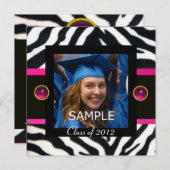 BLAUW ZWART WIT ZEBRA BONT Monogram Fototemplate Kaart (Voorkant / Achterkant)