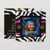 BLAUW ZWART WIT ZEBRA VEL Monogram Fototemplate Kaart (Voorkant / Achterkant)