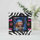 BLAUW ZWART WIT ZEBRA VEL Monogram Fototemplate Kaart (Staand voorkant)