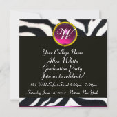 BLAUW ZWART WIT ZEBRA VEL Monogram Fototemplate Kaart (Achterkant)