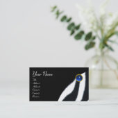 BLAUW ZWART WIT ZEBRA VEL MONOGRAM ,Saffier Visitekaartje (Staand voorkant)