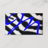 BLAUW ZWART WIT ZEBRA VEL MONOGRAM ,Saffier Visitekaartje (Achterkant)