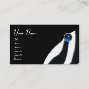 BLAUW ZWART WIT ZEBRA VEL MONOGRAM ,Saffier Visitekaartje