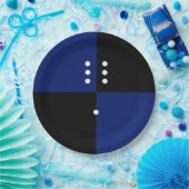 Blauw-zwart-witpunkpatroon Papieren Bordje (Feest)