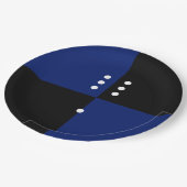 Blauw-zwart-witpunkpatroon Papieren Bordje (Gekanteld)