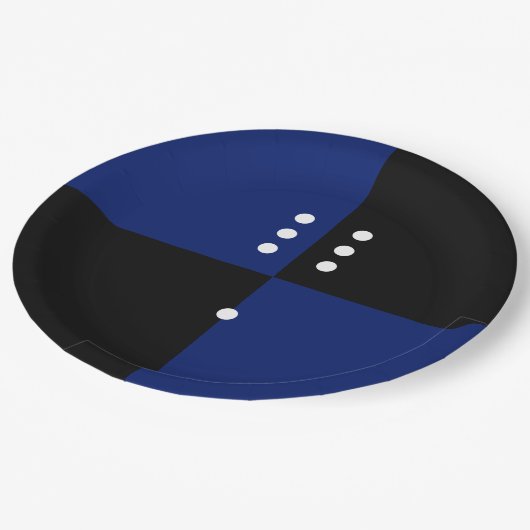 Blauw-zwart-witpunkpatroon Papieren Bordje (Gekanteld)