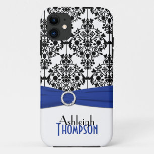 Blauw, zwart, witte Damask iPhone 5 Hoesje