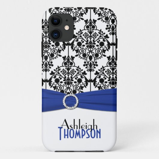 Blauw, zwart, witte Damask iPhone 5 Hoesje (Achterkant)